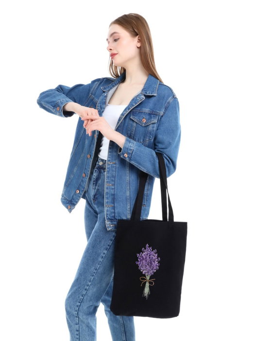 Zoozie Bags Bolso de Mano de Algodón Negro 35x40x8 cm